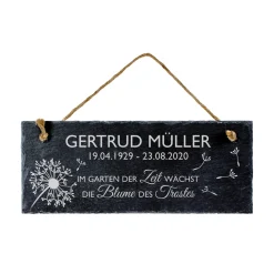 Schiefertafel mit Gravur - Trauerspruch mit Personalisierung