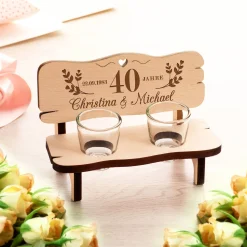 Schnapsbank mit Gravur zur Rubin Hochzeit