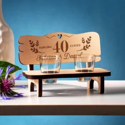 Schnapsbank mit Gravur zur Rubin Hochzeit