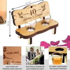 Schnapsbank mit Gravur zur Rubin Hochzeit