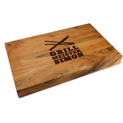 Schneideblock Akazie mit Griffmulden - Grillmeister Gravur