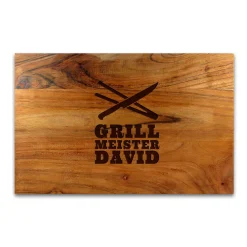 Schneideblock Akazie mit Griffmulden - Grillmeister Gravur