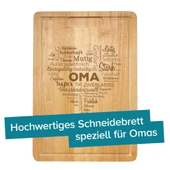 Schneidebrett mit Gravur für Oma - Herz aus Worten