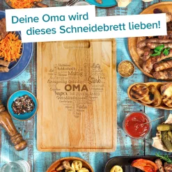 Schneidebrett mit Gravur für Oma - Herz aus Worten