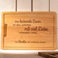Schneidebrett mit Gravur - Mama kocht mit Liebe
