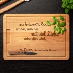 Schneidebrett mit Gravur - Mama kocht mit Liebe