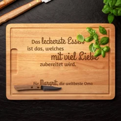 Schneidebrett mit Gravur - Oma kocht mit Liebe