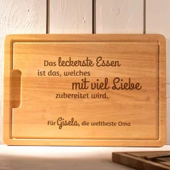 Schneidebrett mit Gravur - Oma kocht mit Liebe