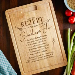 Schneidebrett mit Gravur - Rezept glückliche Ehe