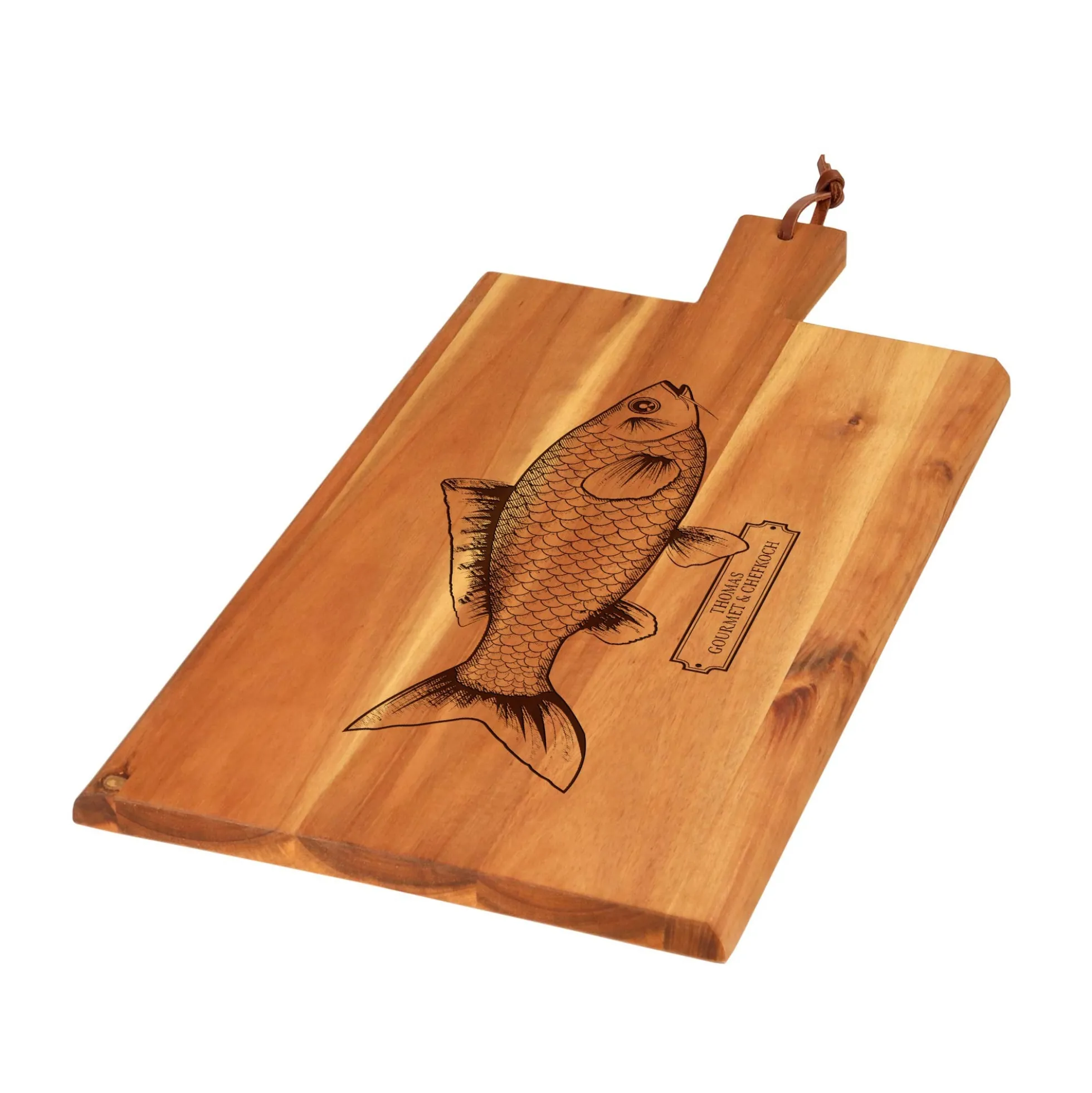 Schneidebrett mit Griff - Fisch - Personalisiert