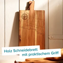 Schneidebrett mit Griff - Kompass Gravur