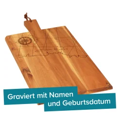 Schneidebrett mit Griff - Kompass Gravur