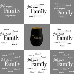 Schwarzes Windlicht mit Gravur - Family