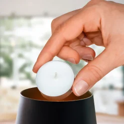 Schwarzes Windlicht mit Gravur - Glückslicht