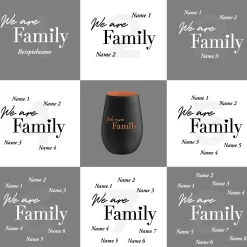 Schwarzes Windlicht mit Gravur Family - Bronze