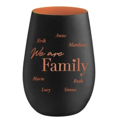 Schwarzes Windlicht mit Gravur Family - Bronze