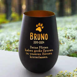 Schwarzes Windlicht zur Trauer - Hund