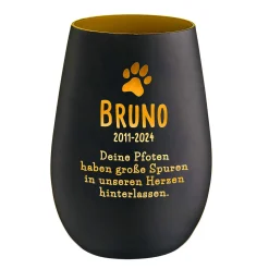 Schwarzes Windlicht zur Trauer - Hund