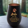 Schwarzes Windlicht zur Trauer für Katze - Bronze