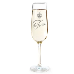 Sektglas mit Gravur - Königin Krone