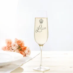 Sektglas mit Gravur - Königin Krone
