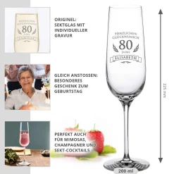 Sektglas zum 80. Geburtstag