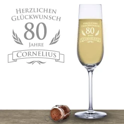 Sektglas zum 80. Geburtstag
