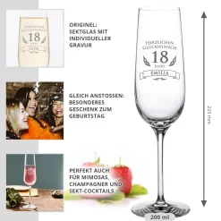 Sektglas zum 18. Geburtstag