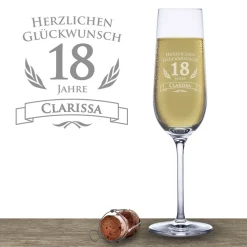 Sektglas zum 18. Geburtstag