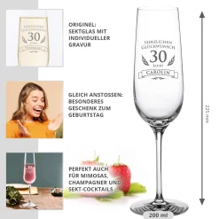 Sektglas zum 30. Geburtstag