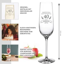 Sektglas zum 40. Geburtstag