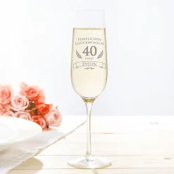Sektglas zum 40. Geburtstag
