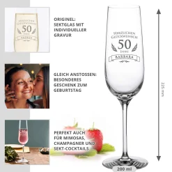 Sektglas zum 50. Geburtstag