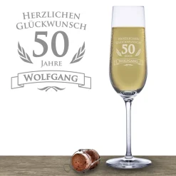 Sektglas zum 50. Geburtstag