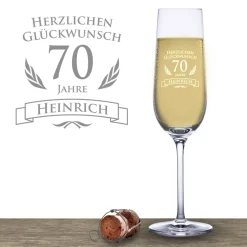 Sektglas zum 70. Geburtstag