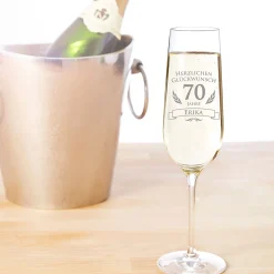 Sektglas zum 70. Geburtstag