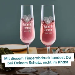 Sektgläser mit Gravur - Fingerabdruck Herz - 2er Set