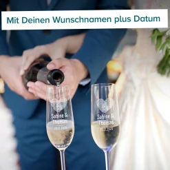 Sektgläser mit Gravur - Fingerabdruck Herz - 2er Set