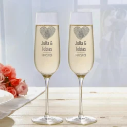 Sektgläser mit Gravur - Fingerabdruck Herz - 2er Set