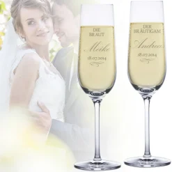 Sektgläser zur Hochzeit - Braut und Bräutigam
