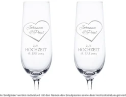 Sektgläser zur Hochzeit - Herz Gravur