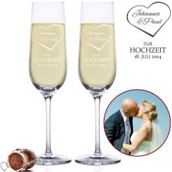 Sektgläser zur Hochzeit - Herz Gravur
