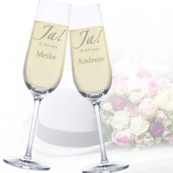 Sektgläser zur Hochzeit - Jawort Gravur
