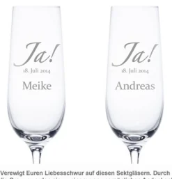 Sektgläser zur Hochzeit - Jawort Gravur