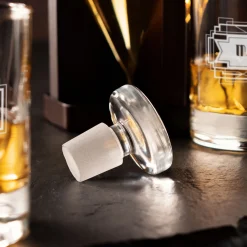 Set mit Diamant Karaffe und 2 Whiskygläsern mit Gravur