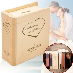 Sparbuch zur Hochzeit - Herz Gravur