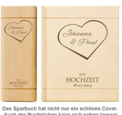 Sparbuch zur Hochzeit - Herz Gravur