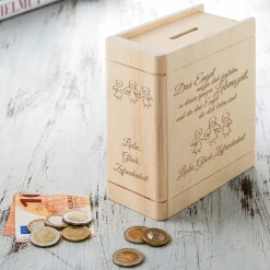 Sparbuch zur Taufe - Engel Gravur