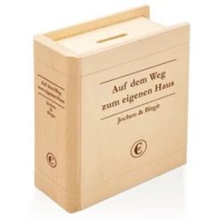 Spardose - Buch aus Holz