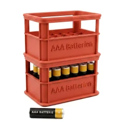 Stapelbare Aufbewahrungsbox für Batterien AAA - 2er Set Bierkasten Rot